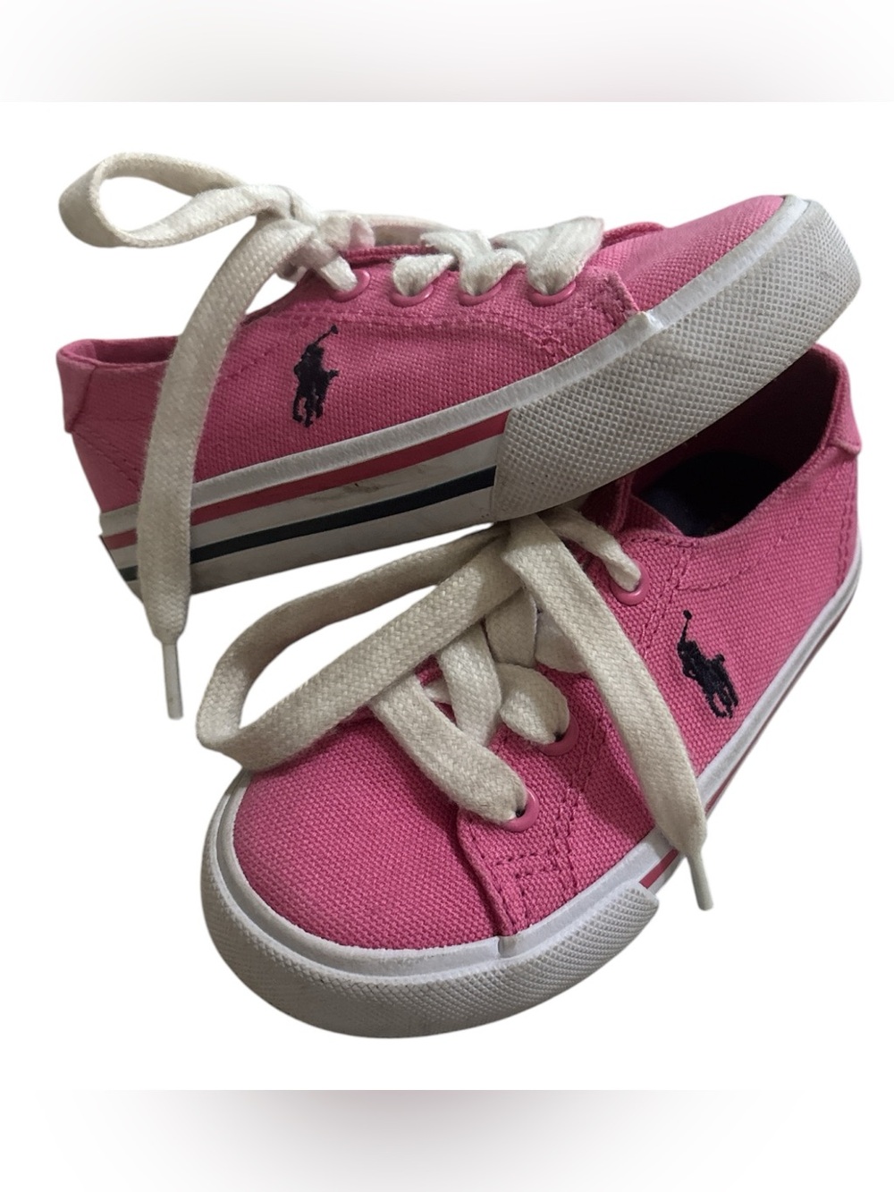 Ralph Lauren Kids Hot Pink Canvas Lace-Up Sneakers with Polo Logo
